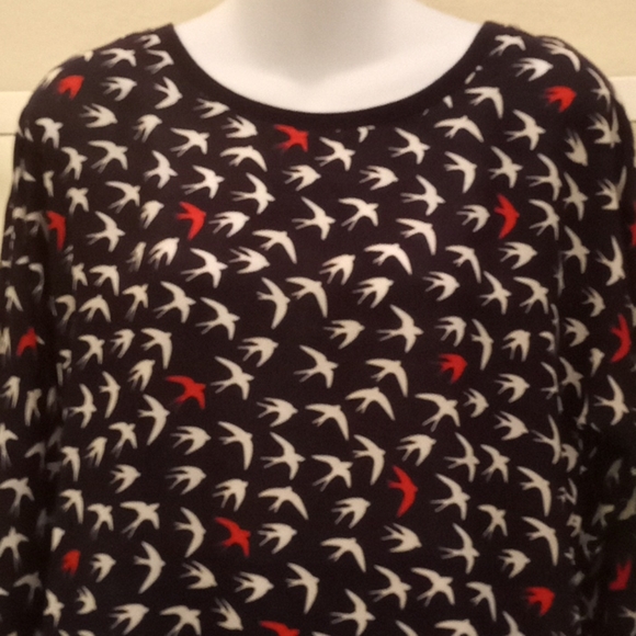 Anthropologie Maeve Bird Navy Printed Top - Picture 2 of 11